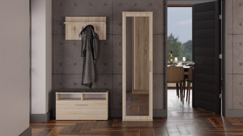 Szafa Z Lustrem Garderoba Do Przedpokoju Wąska Dąb Sonoma Półki + Uchwyt