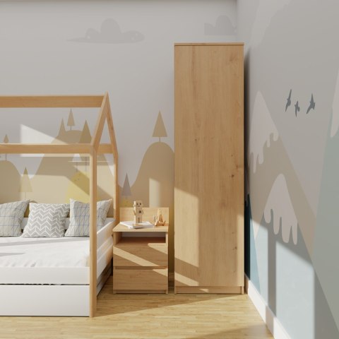 Szafa Garderoba 50 cm Półki Lub Drążek Pojemna Wysoka Dąb Artisan