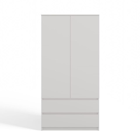 Szafa Dwudrzwiowa Z 2 Szufladami Garderoba Drzwi Regał 4 Półki Biały Matowy