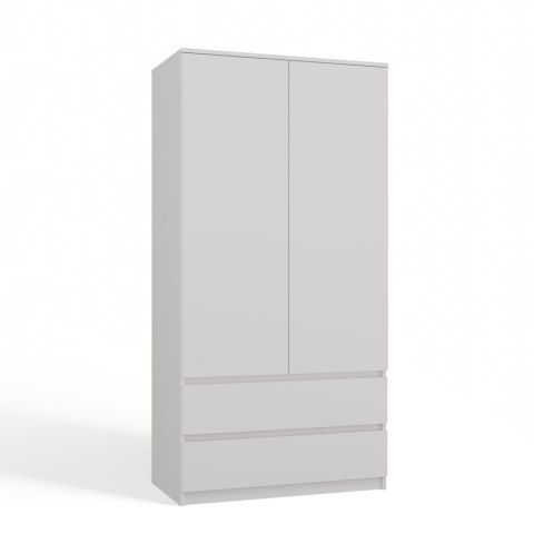 Szafa Dwudrzwiowa Z 2 Szufladami Garderoba Drzwi Regał 4 Półki Biały Matowy