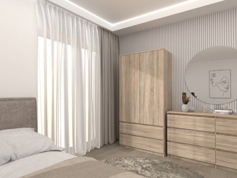 Szafa 90 cm Garderoba Dąb Sonoma Nowoczesna Szuflady Półki Na Ubrania