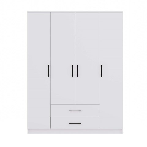 Szafa Garderoba Szeroka Duża Szuflady Regał Półki 205x160cm Biała Matowa