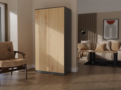 Szafa Garderoba 90cm Do Przedpokoju Sypialni Antracyt Dąb Artisan Półki