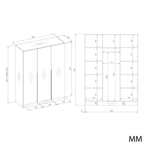 SZAFA SENSO 3D 150 CM 3 DRZWI ZŁOTE UCHWYTY DO SALONU SYPIALNI KASZMIR BEŻ