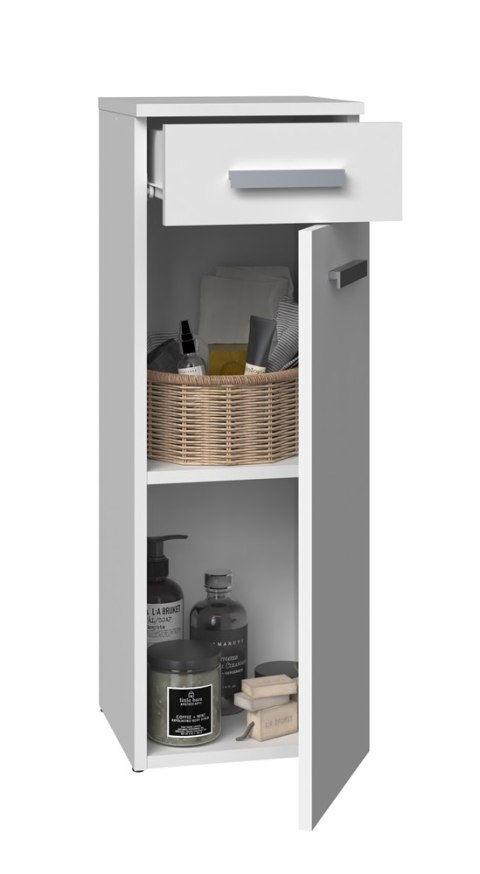 Szafka Łazienkowa Z Szufladą Biała 2 Półki Regał 30cm Do Łazienki