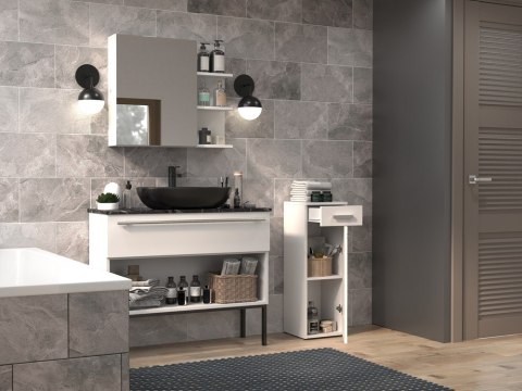 Szafka Łazienkowa Z Szufladą Biała 2 Półki Regał 30cm Do Łazienki