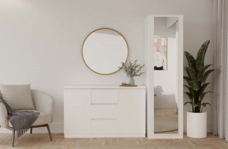 Szafa Wysoka Garderoba z Lustrem 50 cm Biała Półki Lub Drążek Pojemna