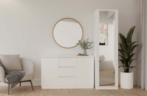 Szafa Wysoka Garderoba z Lustrem 50 cm Biała Półki Lub Drążek Pojemna