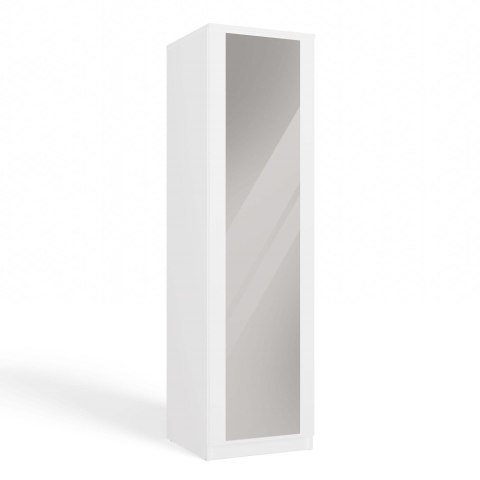 Szafa Wysoka Garderoba z Lustrem 50 cm Biała Półki Lub Drążek Pojemna