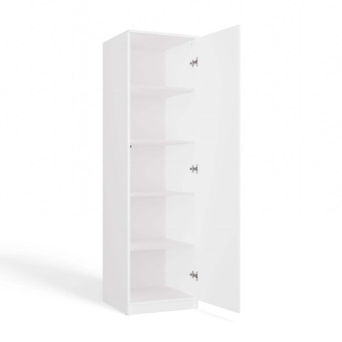 Szafa Wysoka Garderoba z Lustrem 50 cm Biała Półki Lub Drążek Pojemna