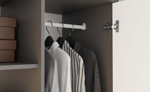 Szafa garderoba 90 cm drążek szuflady półki - mix antracyt / biały