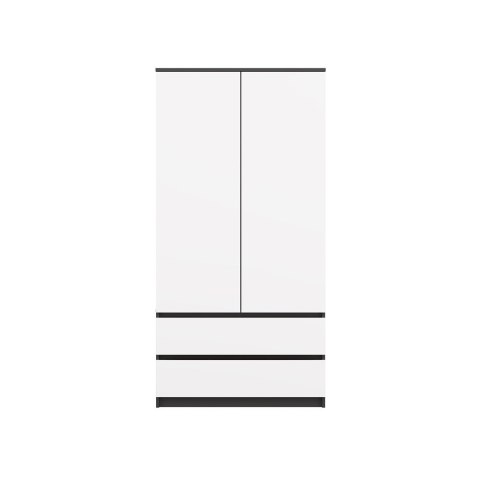 Szafa garderoba 90 cm drążek szuflady półki - mix antracyt / biały