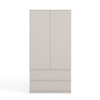 Szafa Dwudrzwiowa Garderoba Z 2 Szufladami Drzwi Regał Półki Kaszmir Beż