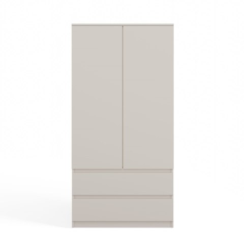 Szafa Dwudrzwiowa Garderoba Z 2 Szufladami Drzwi Regał Półki Kaszmir Beż