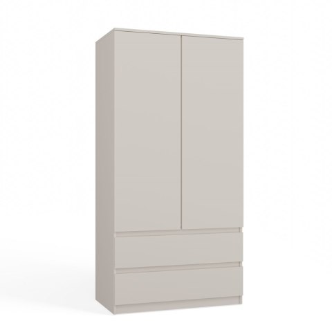 Szafa Dwudrzwiowa Garderoba Z 2 Szufladami Drzwi Regał Półki Kaszmir Beż