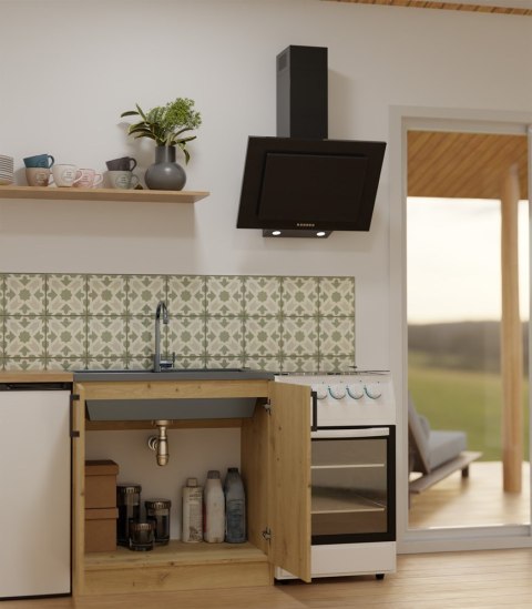 Szafka Kuchenna Pod Zlewozmywak 80 cm Stojąca Dolna Dwudrzwiowa Dąb Artisan