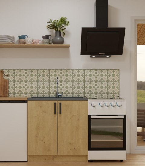 Szafka Kuchenna Pod Zlewozmywak 80 cm Stojąca Dolna Dwudrzwiowa Dąb Artisan