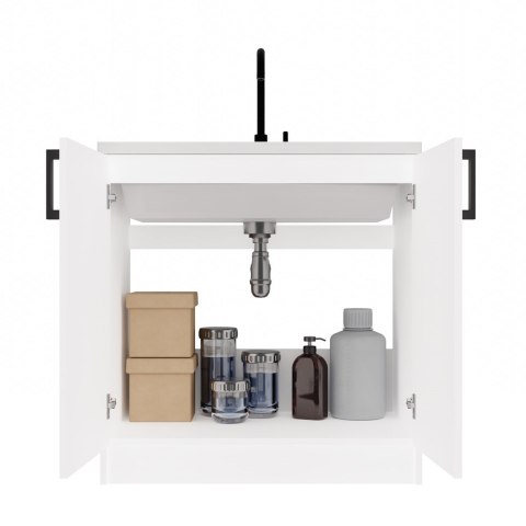 Szafka Kuchenna Pod Zlewozmywak 80 cm Stojąca Dolna Dwudrzwiowa Biała