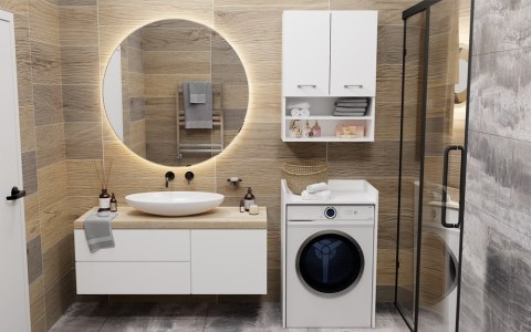 SZAFKA ŁAZIENKOWA NA PRALKE POLA NP - BIEL