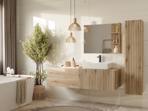 SZAFKA ŁAZIENKOWA WISZĄCA SŁUPEK REGAŁ TIGO 1D DĄB EVOKE RYFLOWANY FRONT