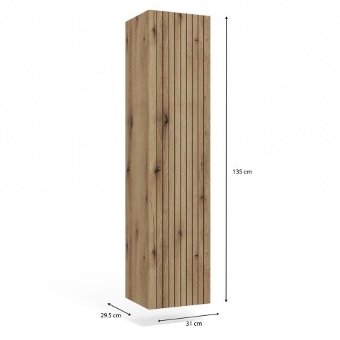 SZAFKA ŁAZIENKOWA WISZĄCA SŁUPEK REGAŁ TIGO 1D DĄB EVOKE RYFLOWANY FRONT