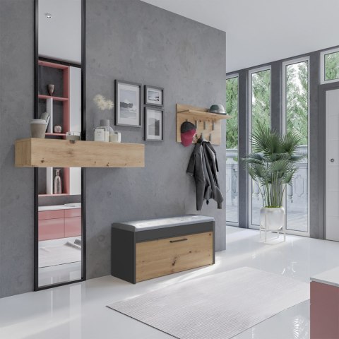 SZAFKA NA BUTY PARMA SIEDZISKO SCHOWEK ANTRACYT / DĄB ARTISAN