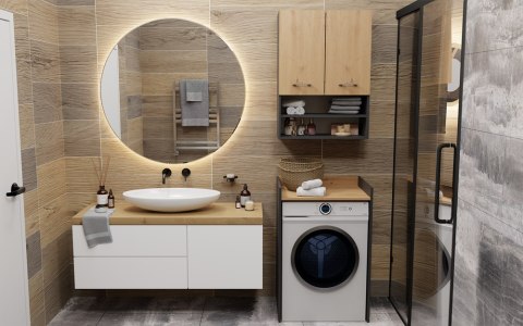 SZAFKA NA PRALKE POLA NP - ANTRACYT/DĄB ARTISAN