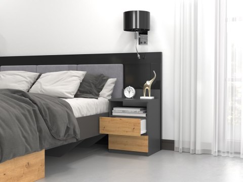 SZAFKA NOCNA MALWA M1 - ANTRACYT / DĄB ARTISAN