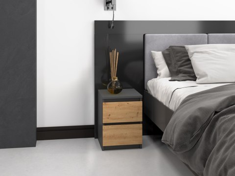 SZAFKA NOCNA MALWA M2 - ANTRACYT / DĄB ARTISAN