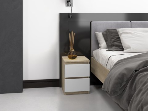 SZAFKA NOCNA MALWA M2 - DĄB SONOMA/BIEL