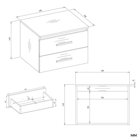 SZAFKA POD UMYWALKĘ NEL 60 ŁAZIENKOWA 2 SZUFLADY BIAŁA
