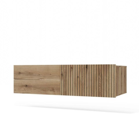 SZAFKA POD UMYWALKĘ TIGO 1D2S DĄB EVOKE 140 CM 2 SZUFLADY RYFLOWANY FRONT WISZĄCA