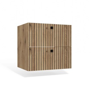 SZAFKA POD UMYWALKĘ TIGO 60 2S DĄB EVOKE 2 SZUFLADY RYFLOWANY FRONT WISZĄCA