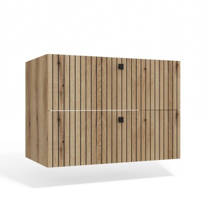 SZAFKA POD UMYWALKĘ TIGO 80 2S DĄB EVOKE 2 SZUFLADY RYFLOWANY FRONT WISZĄCA