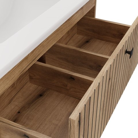 SZAFKA POD UMYWALKĘ TIGO 80 2S DĄB EVOKE 2 SZUFLADY RYFLOWANY FRONT WISZĄCA