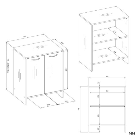 Słupek Łazienkowy Szafka NINA 2DUM BIAŁY 2 Drzwi Półki Regał Pod Umywalkę