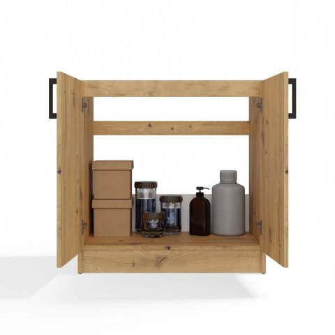 Szafka Kuchenna Pod Zlewozmywak 80 cm Stojąca Dolna Dwudrzwiowa Dąb Artisan