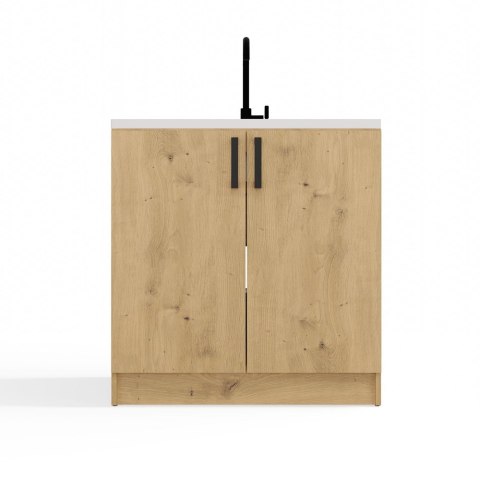 Szafka Kuchenna Pod Zlewozmywak 80 cm Stojąca Dolna Dwudrzwiowa Dąb Artisan