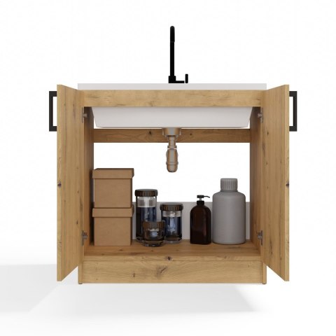 Szafka Kuchenna Pod Zlewozmywak 80 cm Stojąca Dolna Dwudrzwiowa Dąb Artisan