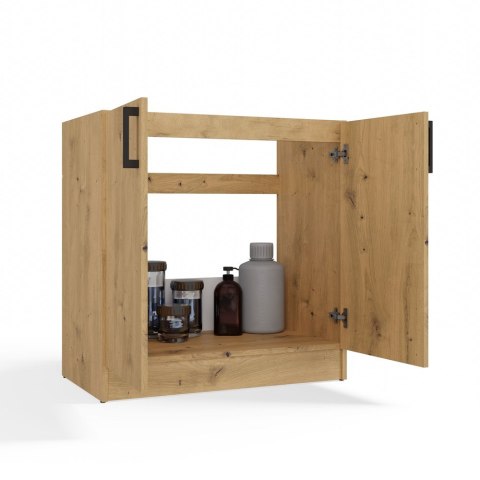 Szafka Kuchenna Pod Zlewozmywak 80 cm Stojąca Dolna Dwudrzwiowa Dąb Artisan