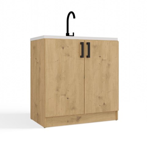 Szafka Kuchenna Pod Zlewozmywak 80 cm Stojąca Dolna Dwudrzwiowa Dąb Artisan