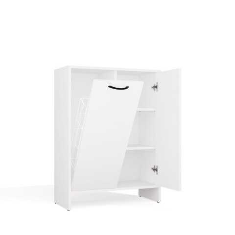 Szafka Łazienkowa NINA 1K1D BIAŁA Regał Słupek 1 Kosz Na Pranie 3 Półki Do Łazienki