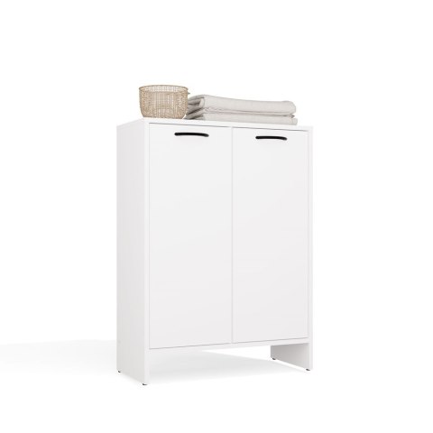 Szafka Łazienkowa NINA 1K1D BIAŁA Regał Słupek 1 Kosz Na Pranie 3 Półki Do Łazienki