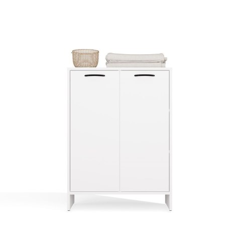 Szafka Łazienkowa NINA 1K1D BIAŁA Regał Słupek 1 Kosz Na Pranie 3 Półki Do Łazienki