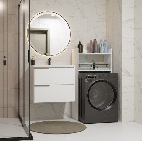 Szafka Łazienkowa NINA NP BIAŁA Na Pralkę Regał Słupek 2 Półki Do Łazienki