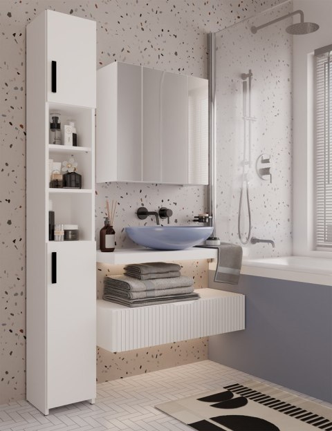 Szafka łazienkowa wisząca z lustrem POLA nad umywalkę - biały matowy