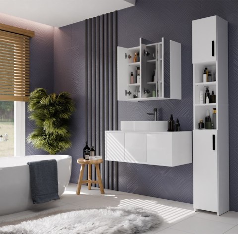 Szafka łazienkowa wisząca z lustrem POLA nad umywalkę - biały matowy