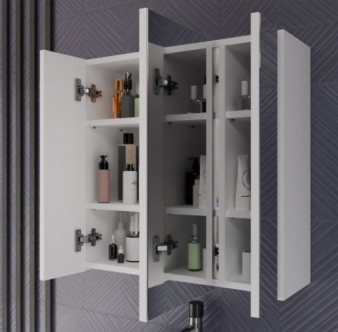 Szafka łazienkowa wisząca z lustrem POLA nad umywalkę - biały matowy