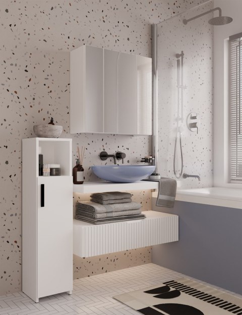 Szafka łazienkowa wisząca z lustrem POLA nad umywalkę - biały matowy