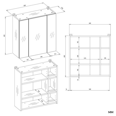 Szafka łazienkowa wisząca z lustrem POLA nad umywalkę - biały matowy